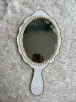 Handcrafted Pearl Floral Islamic Bridal Hand Mirror