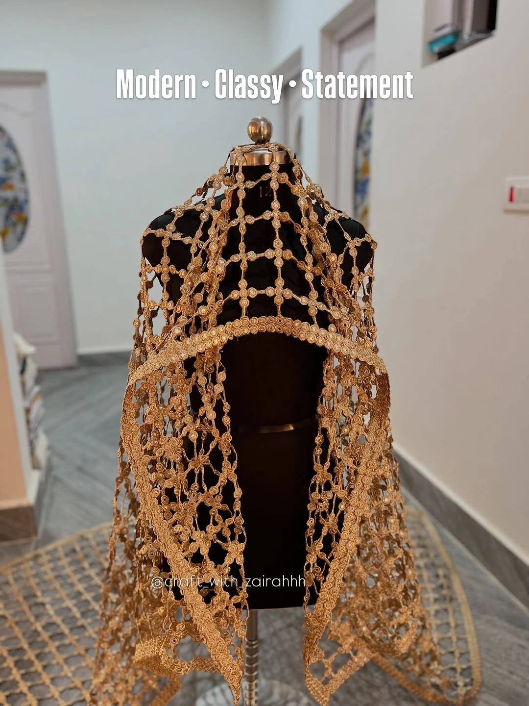 craft_with_zairahhh_post_3855747525811361995_51691965157 (2) Golden Lattice Couture Bridal Veil - Image 1